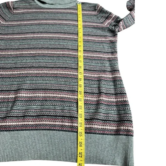 L.L. Bean Cotton Cashmere Fair Isle Turtleneck Sweater size XL 503413 - Picture 7 of 8